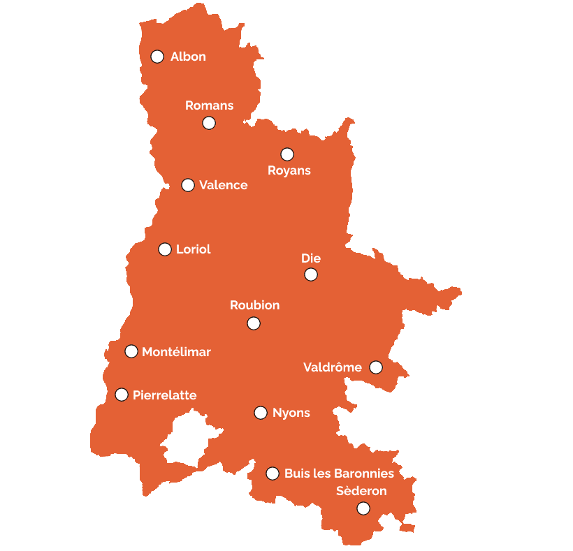 Carte du département de la Drôme